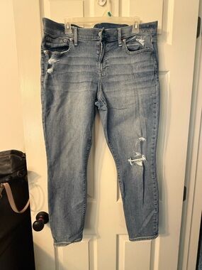 GAP Women's Light Blue Boyfriend Jeans with Distressed Details